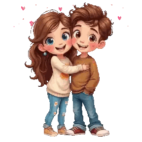 Boy And Girl Standing Together Sticker