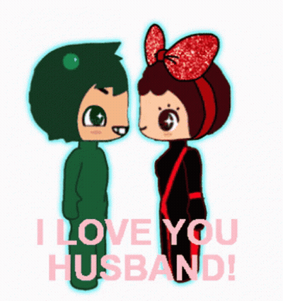 Boy And Girl Standing Together Saying I Love You Husband GIF