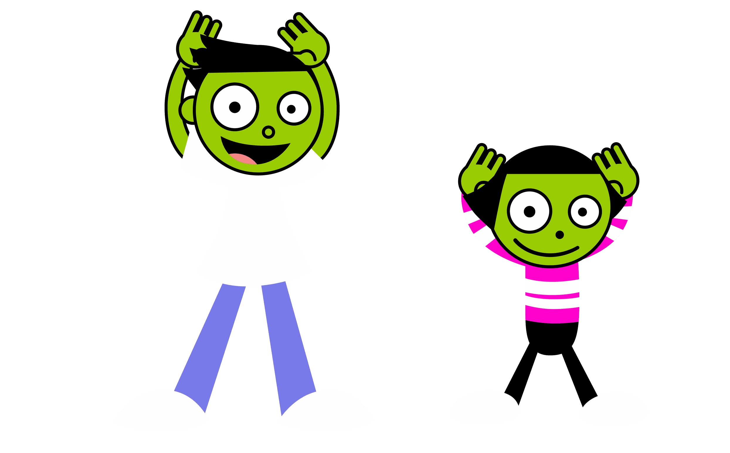 Boy And Girl Standing With Arms Out Sticker