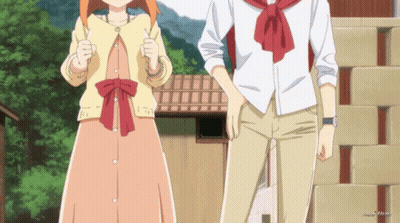 Boy And Girl Standing With Umbrella GIF