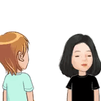 Boy And Girl Talking Cartoon Sticker