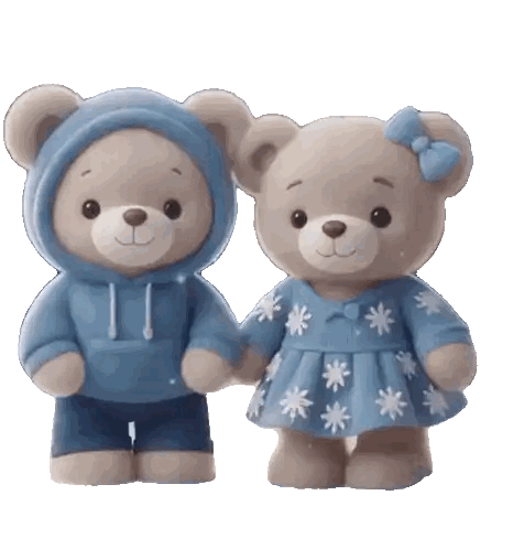 Boy And Girl Teddy Bears Holding Hands Sticker