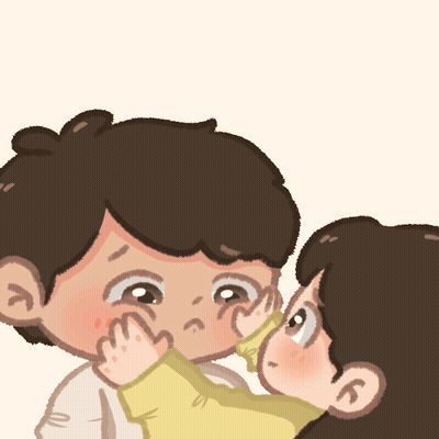 Boy And Girl Touching Their Faces GIF