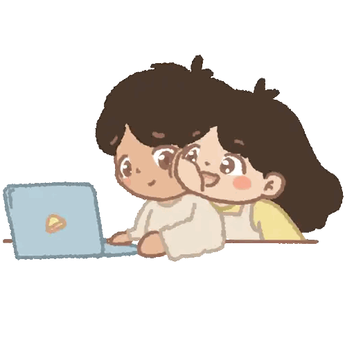 Boy And Girl Using Laptop Sticker