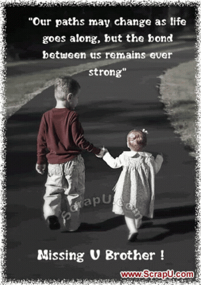 Boy And Girl Walking Road Missing Brother Quote GIF