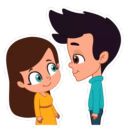 Boy And Girl With Eyes Closed Sticker