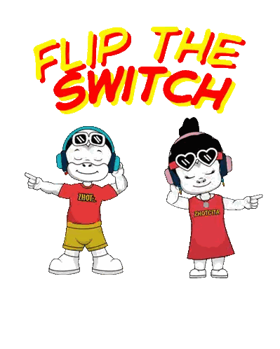 Boy And Girl With Flip The Switch Sticker