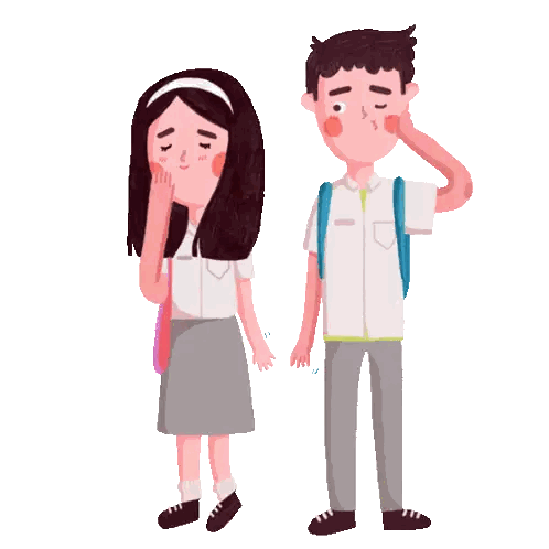 Boy And Girl With Flowers Background Sticker