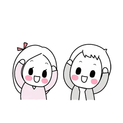 Boy And Girl With Hands Up Sticker