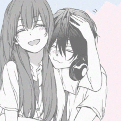 Boy And Girl With Headphones Drawing GIF