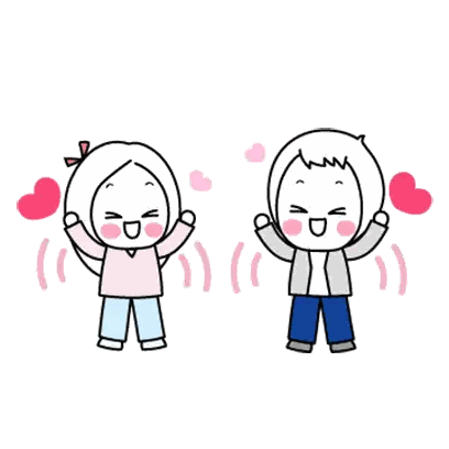 Boy And Girl With Hearts Sticker