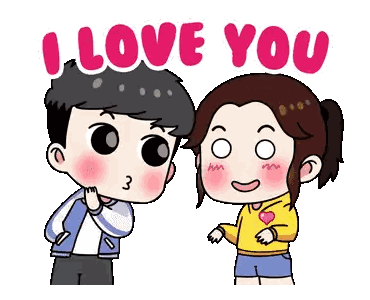 Boy And Girl With I Love You Sticker