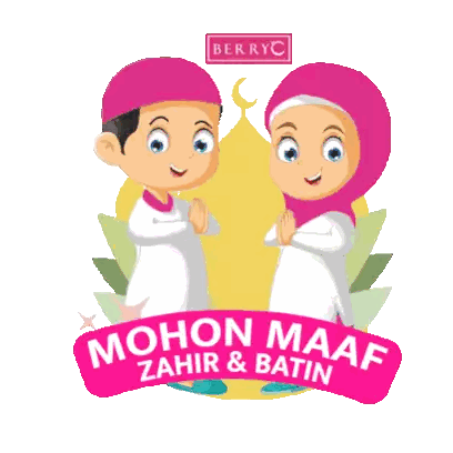Boy And Girl With Mohon Maaf Words Sticker
