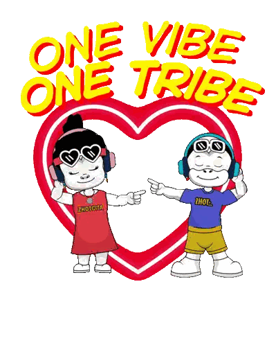 Boy And Girl With One Vibe One Tribe Sticker
