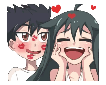 Boy And Girl With Red Kisses Sticker
