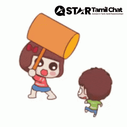 Boy And Girl With Star Tamil Chat Logo Behind GIF