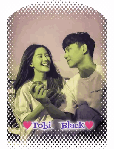Boy And Girl With Tobi Black Text Sticker