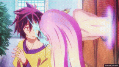 Boy And Purple-Haired Girl Standing GIF