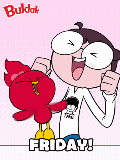 Boy And Red Bird Saying Friday GIF