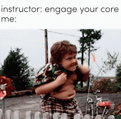 Boy At Fence Saying Instructor Engage Your Core GIF