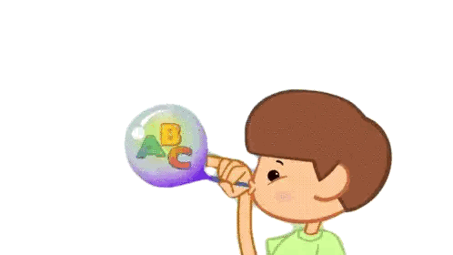 Boy Blowing Bubble With ABC Letters Sticker