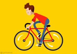 Boy Chill Riding Bicycle Cartoon