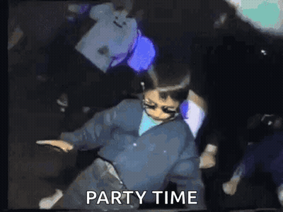 Boy Dancing With Party Time Text GIF