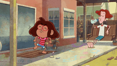 Boy Drinking Water And Girl Running GIF