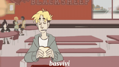 Boy Eating Bread At Blacksheep Sign GIF