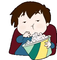 Boy Eating Popcorn Sticker