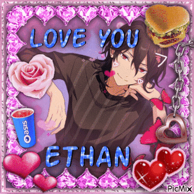 Boy Ethan Surrounded By Hearts GIF