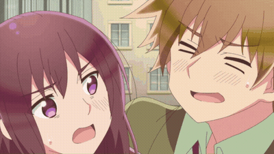 Boy Girl Purple Eyes Looking At Each Other GIF