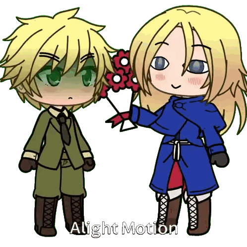 Boy Giving Flowers To Girl Sticker