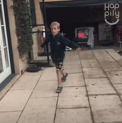 Boy Happily Skipping GIF