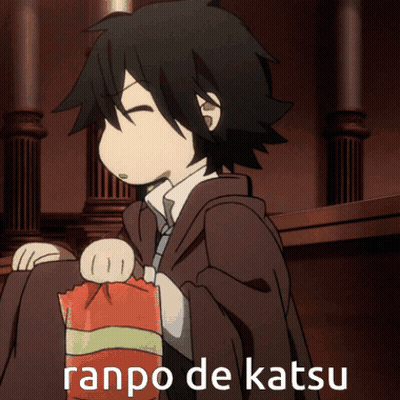 Boy Holding Bag Saying Ranpo De Katsu GIF
