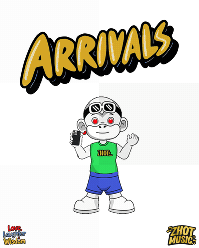 Boy Holding Cell Phone With Arrivals Above