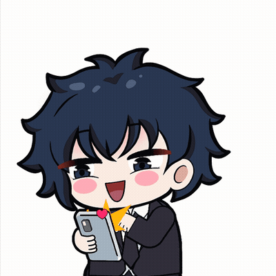 Boy Holding Cell Phone With Hearts Behind GIF