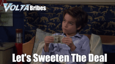 Boy Holding Dollar Bill Let's Sweeten The Deal GIF