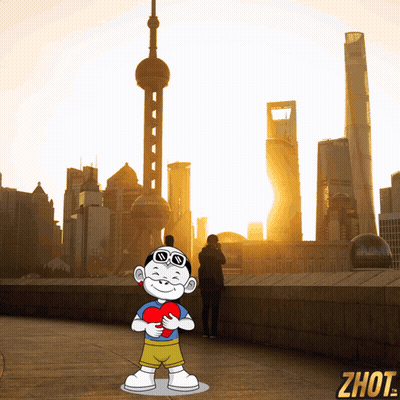 Boy Holding Heart At City Skyline Zhout GIF