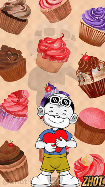 Boy Holding Heart In Front Of Cupcakes Zhot GIF