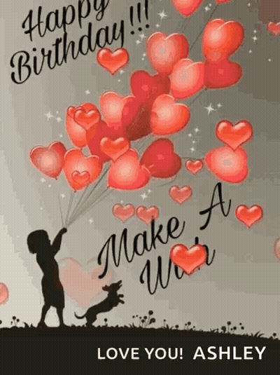 Boy Holding Heart-Shaped Balloons GIF