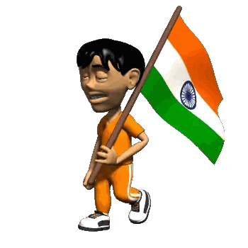 Boy Holding Indian Flag Sticker