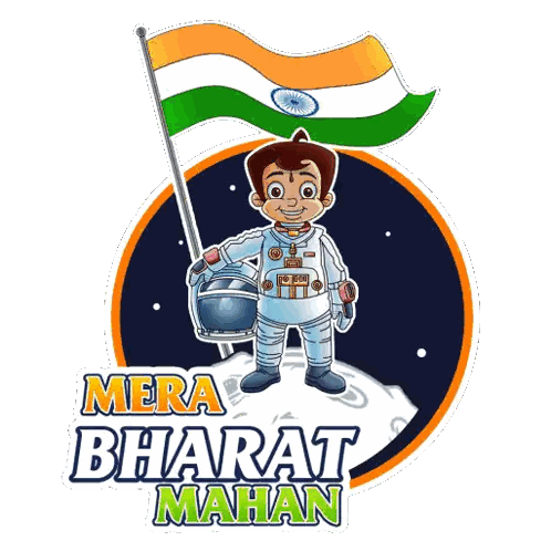 Boy Holding Indian Flag Mera Bharat Mahan Sticker