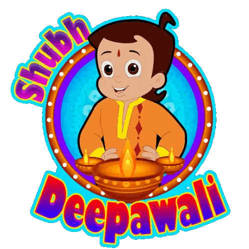 Boy Holding Lit Lamp Shubh Deepawali Sticker