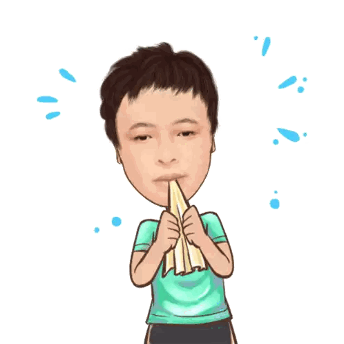 Boy Holding Paper In Mouth Sticker