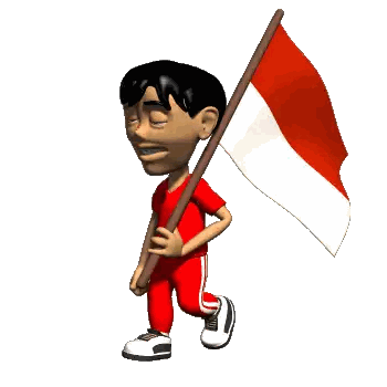 Boy Holding Red And White Flag Sticker