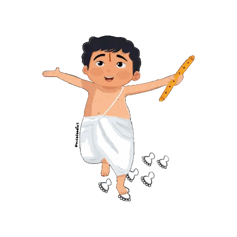 Boy Holding Stick With @Mi/doodles Watermark Sticker