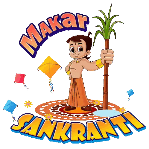 Boy Holding Sugarcane Makar Sankranti Sticker