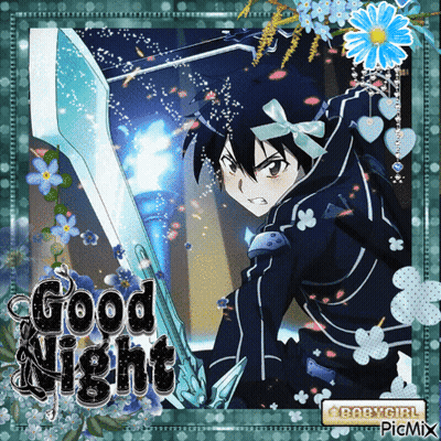 Boy Holding Sword Saying Good Night GIF
