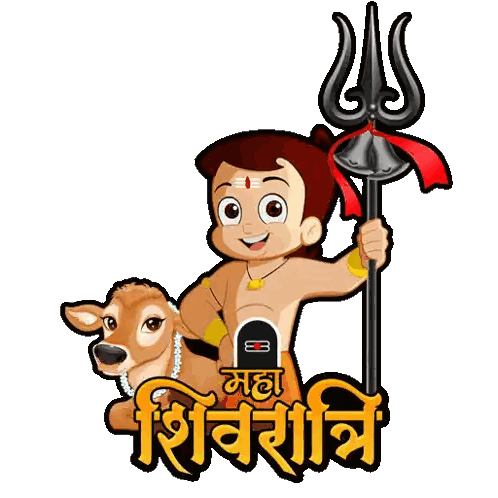 Boy Holding Trident And Cow Shivarani Sticker